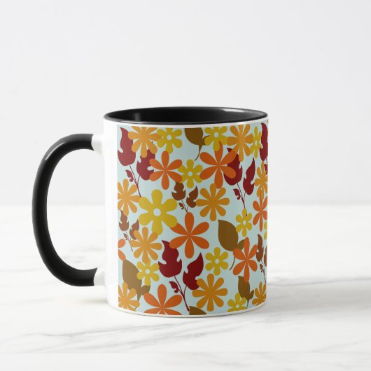 Warm Winter Floral Pattern – Cozy Retro Flower Mok (Links)