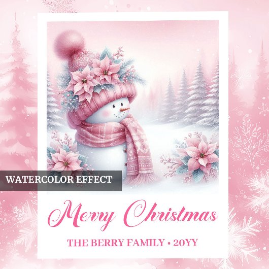 Warm Winter Forest Pink Snowman Christmas Napkins Servet