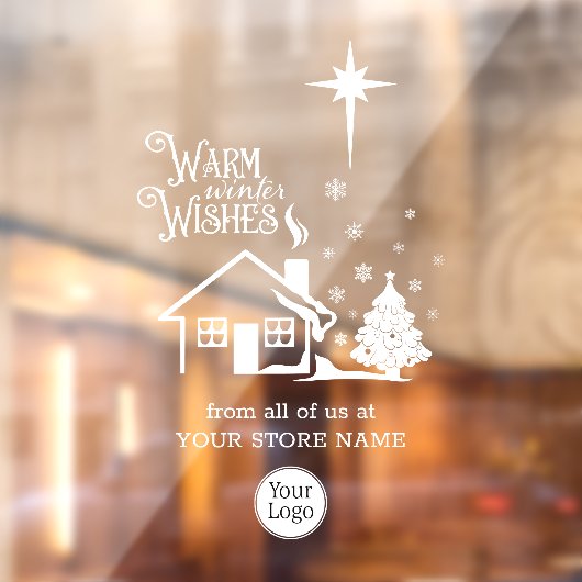 Warm Winter Wishes Kerstlogo Winkel Raamsticker (Vel 2)