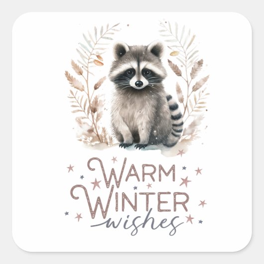 Warm Winter Wishes Vierkante Sticker (Voorkant)