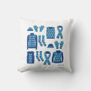 Warm Wishes Argyle Patroon Items Kussen - Blauw