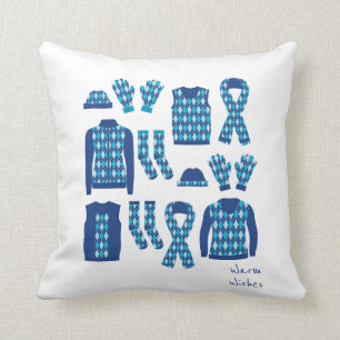 Warm Wishes Argyle Patroon Items Kussen - Blauw
