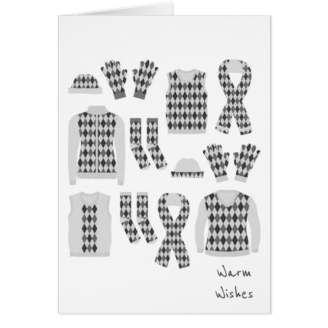 Warm Wishes Argyle Pattern Items Kaart - Grijs (Voorkant)