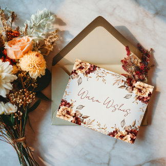 Warm Wishes Autumn Floral Frame Card Kaart