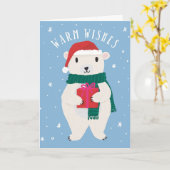 Warm Wishes Beary Merry KerstWenskaart Kaart (Gele Bloem)