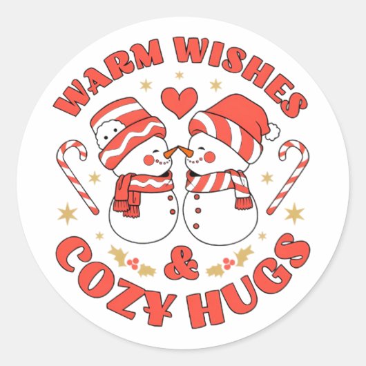 Warm Wishes  & Cozy Hugs Ronde Sticker (Voorkant)
