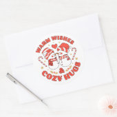 Warm Wishes  & Cozy Hugs Ronde Sticker (Envelop)
