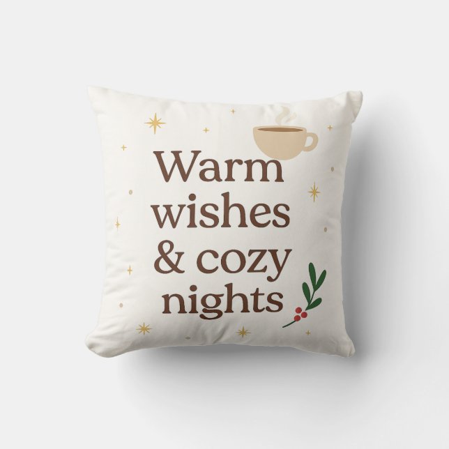 Warm Wishes & Cozy Nights – Minimalist Holiday  Kussen (Voorkant)