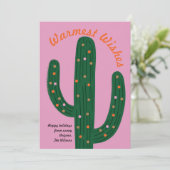 Warm Wishes Feestelijke Cactus Holiday Kaart (Staand voorkant)