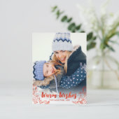 Warm Wishes Foliage Red Script Briefkaart (Staand voorkant)