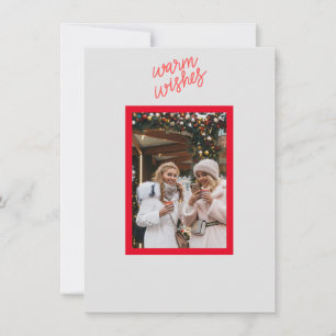 Warm Wishes Fotokaart met aangepaste achtertekst Feestdagenkaart