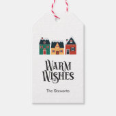 Warm Wishes Gift Label, Vakantie Kerstdorp Cadeaulabel (Voorkant)
