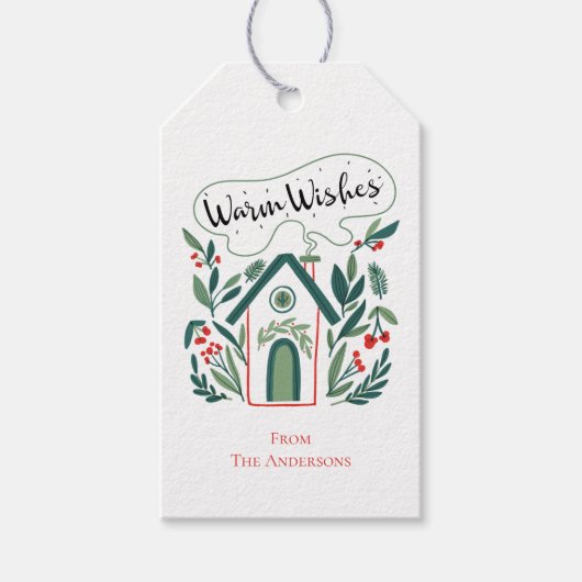 Warm Wishes Holiday Home Cadeaulabel (Voorkant)