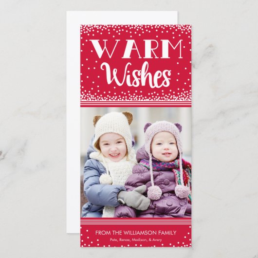 Warm Wishes Holiday Photo Card / Red Feestdagenkaart (Voorkant / Achterkant)