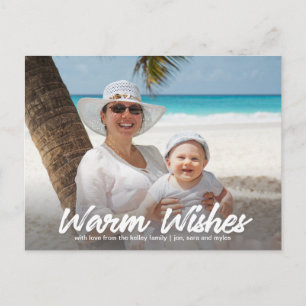 Warm Wishes in White Horizontal Photo Briefkaart