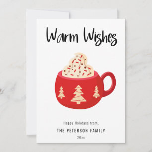 Warm Wishes Kerstcacao Mok Flat Holiday Kaart