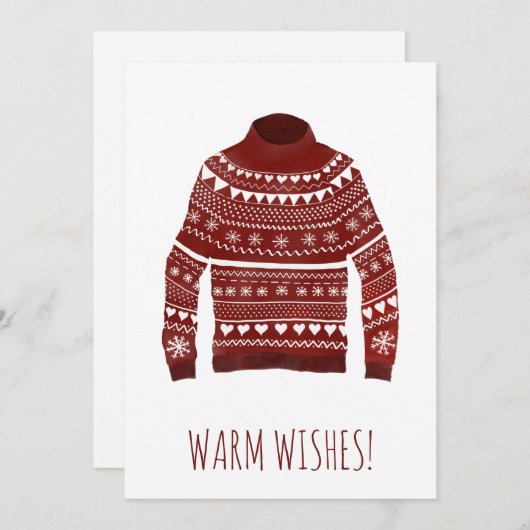 Warm Wishes kerstsweater Holiday Card Feestdagenkaart (Voorkant / Achterkant)