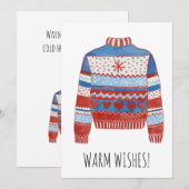 Warm Wishes kerstsweater Holiday Card Feestdagenkaart (Voorkant / Achterkant)