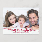 Warm Wishes Red Calligraphy Briefkaart (Voorkant)