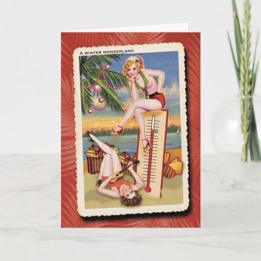Warm Wishes Retro Kerst Kaart (Voorkant)