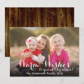 Warm Wishes Script Kerstmis Fotokaart Feestdagenkaart (Voorkant / Achterkant)