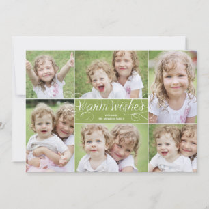 Warm Wishes Swirl Kerst Foto Kaart - Groen