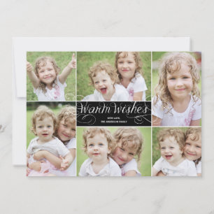Warm Wishes Swirl Vakantie Fotokaart - Zwart Feestdagenkaart