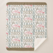 Warm Wishes Typografie Red/Green ID589 Sherpa Deken (Voorkant)