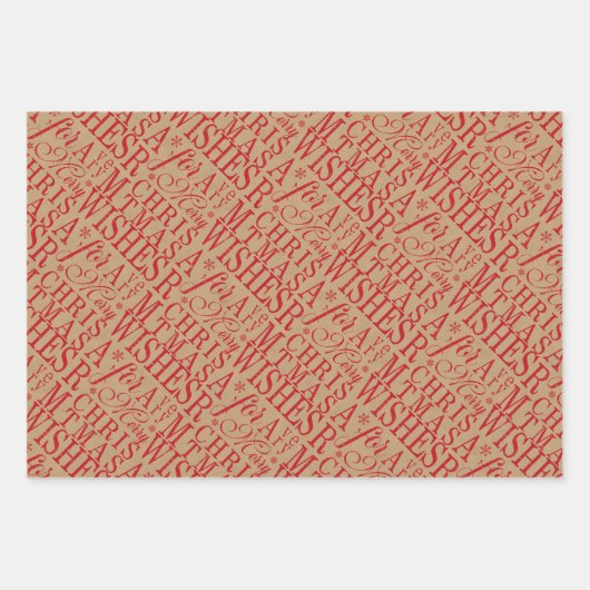 Warm Wishes Typography Kraft Paper Red ID589 (Voorkant)