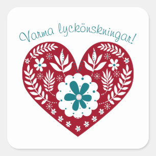 Warm Wishes Varma lyckönskningar! Scandinavisch Vierkante Sticker