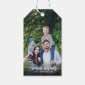 Warm Wishes White Script Aangepast script kerstfot Cadeaulabel (Voorkant)