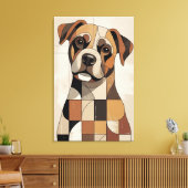 Warme Aardetoon Geometrische Boxer Canvas Afdruk (Insitu (Woonkamer))