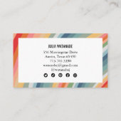 Warme aardse regenboog minimalistische strepen QR- Visitekaartje (Achterkant)