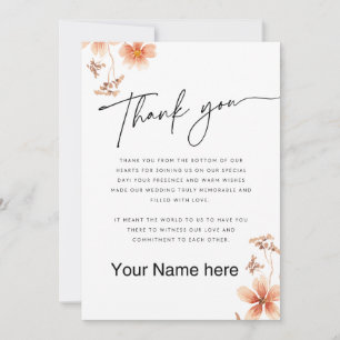 Warme Aquarel Bloemen Calligrafie Bruiloft Bedankkaart