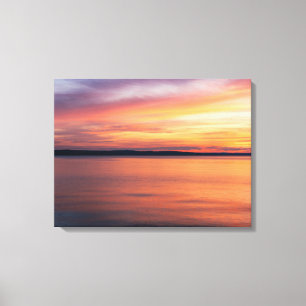 Warme Avond Zonsondergang Over Meer Horizon Fotogr Canvas Afdruk