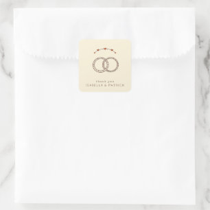 Warme Beige Minimalistische Trouwringen Vierkante Sticker
