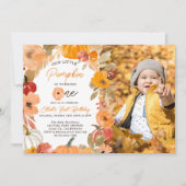 Warme Boho herfst Kleine Pompoen Eerste Verjaardag Kaart (Voorkant)