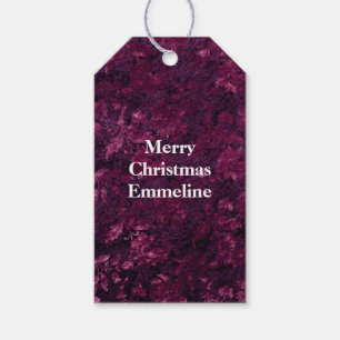 Warme Bourgogne Floral Faux Velvet Cadeaulabel