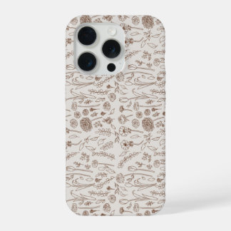 Warme bruine bloempatroon iPhone 15 pro hoesje