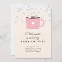 Warme Cacaowinter Baby Shower Uitnodiging Roze Bla