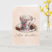 Warme Chocolade aquarel Kaart (Gele Bloem)