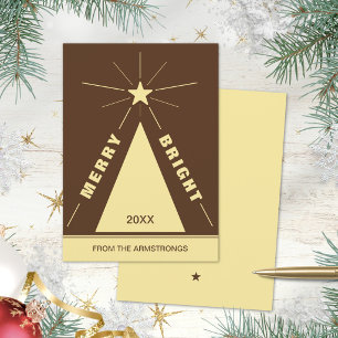 Warme Chocolade Bruine Geometrische Kerstboom Feestdagenkaart
