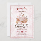 Warme chocolade en koekjes Roze kerstfeest Kaart (Voorkant)