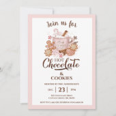 Warme chocolade en koekjes Roze moderne Kerstmis Kaart (Voorkant)