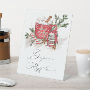 Warme Chocolade en Koekjes Winter Baby Shower Reclamebord Met Voetstuk