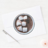 Warme chocolade en marshmallows ronde sticker (Envelop)