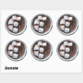 Warme chocolade en marshmallows ronde sticker (Vel)