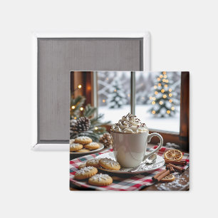 Warme Chocolade en Suikerkoekjes Feestelijke Kerst Magneet
