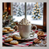 Warme Chocolade en Suikerkoekjes Feestelijke Kerst Poster (Voorkant)