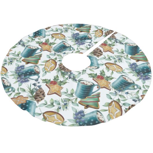 Warme chocolade, kerstkoekjes en groen kerstboom rok (Gekanteld)